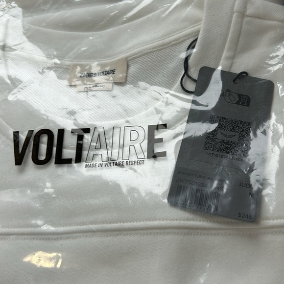 Zadig and Voltaire Bow Tshirt White short sleeve Terry Palmier print Top M NEW - Picture 12 of 13